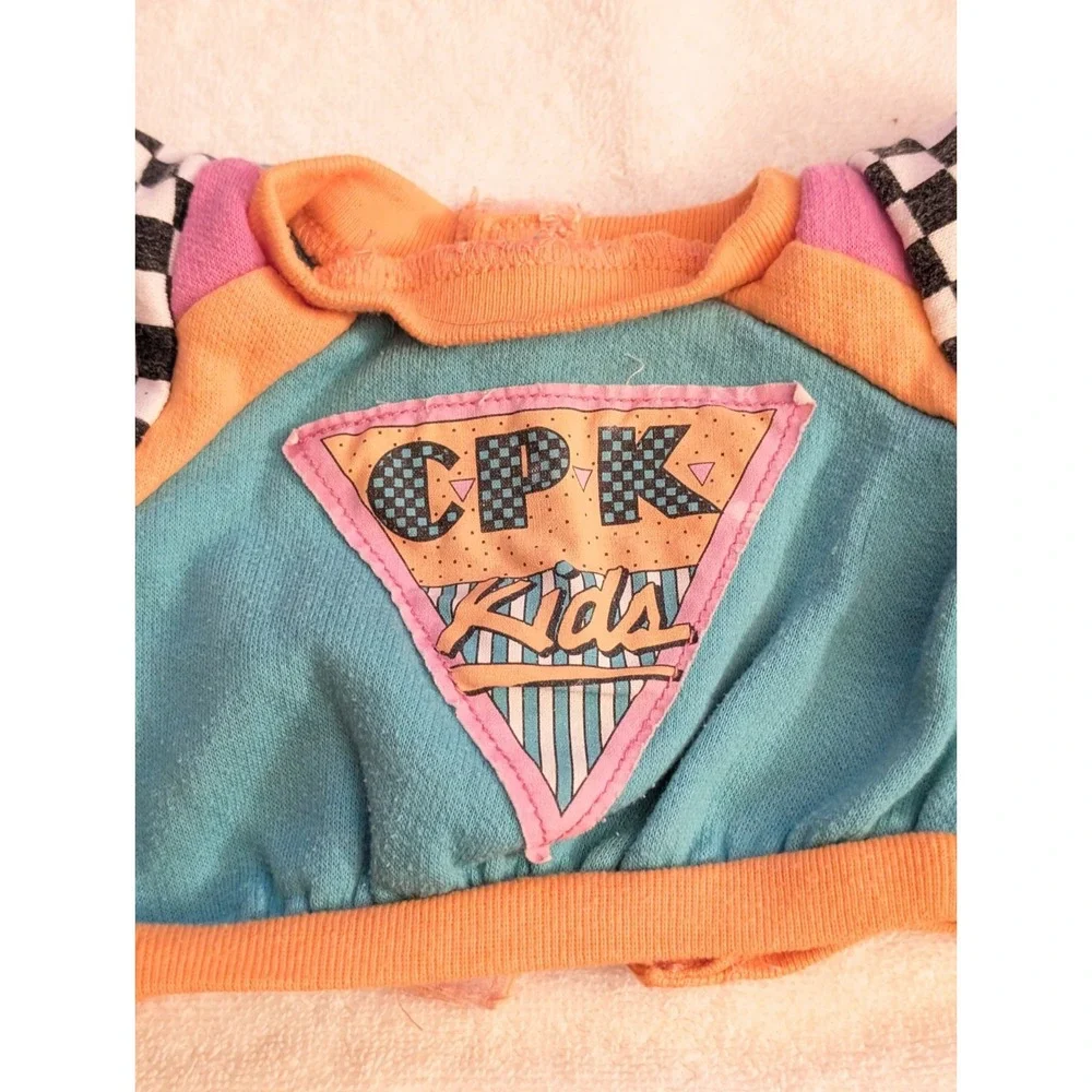Vintage CPK Kids Doll Jacket Shirt Top Clothes Outfit Checkerboard Neon Retro...